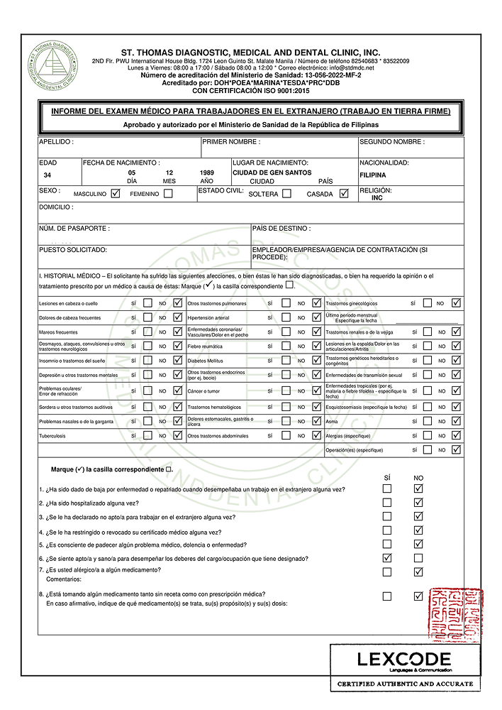 Medical Certificate